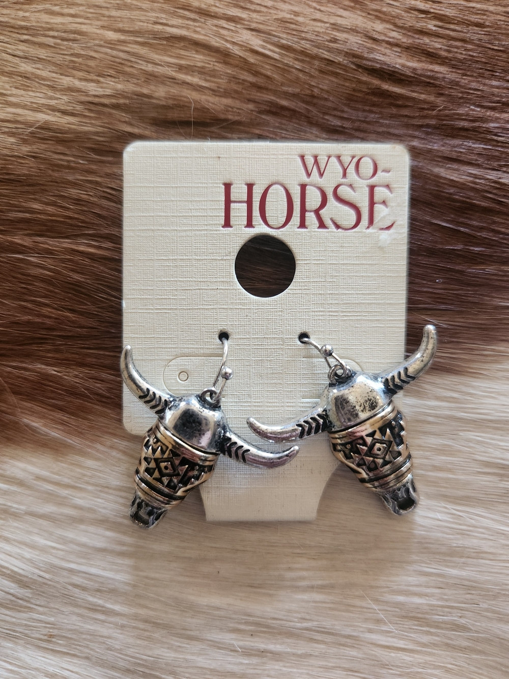 Silver Longhorn Western Drop Earrings